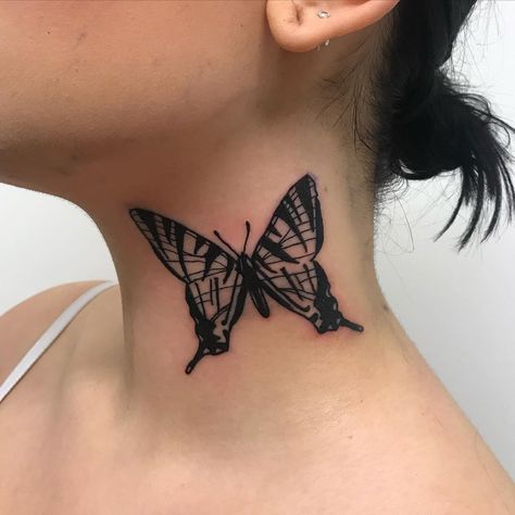 Neck butterfly tattoo 🦋 #necktattoo #necktattoosideas #tattoo #tattooideas #tattooideasforwomen #art #tattoodesigns #butterfly #butterflytattoo #butterflytattoo #explorepage #aesthetic #cute Butterfly Thigh Tattoo, Tiny Butterfly Tattoo, Realistic Butterfly Tattoo, Butterfly Neck Tattoo, Purple Butterfly Tattoo, Butterfly Tattoos Images, Black Butterfly Tattoo, Butterfly With Flowers Tattoo, Butterfly Hand Tattoo