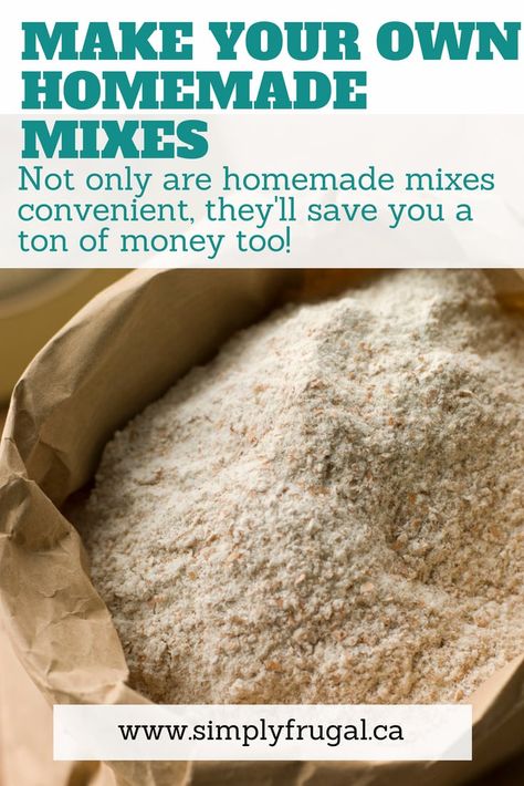 Make Your Own Homemade Mixes to save money AND time! #homemademixes #pantrystaples #grocerytips #bakingmixes #seasonings Homemade Stock, Baking Mix Recipes, Grocery Savings Tips, Homemade Dry Mixes, Diy Mixes, Budget Freezer Meals, Bread Puddings, Homemade Spice Mix, Dry Mixes