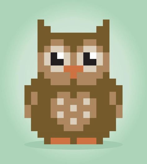 8 bit pixels owl. Animals for game assets and cross stitch patterns in vector illustrations. Owl Pixel Art, 16 Bit Pixel Art, Warrior Queen, Vector Illustrations, 8 Bit, Game Assets, Vector Background, Background Design, Pixel Art