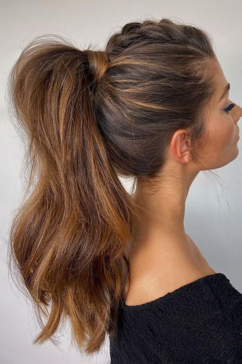 High Ponytail Braid, Big Ponytail, Ponytail Hairstyle Ideas, Trendy Layered Hairstyles, Wedding Ponytail Hairstyles, Fancy Ponytail, Stylish Ponytail, High Ponytail Hairstyles, Easy Hairstyles For Thick Hair