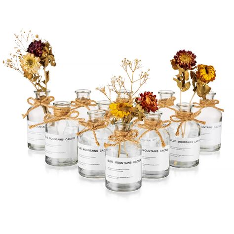 PRICES MAY VARY. THICK & STURDY -- Made of thick pressed glass, these small glass bud vase are sturdy, not easily broken and scratched. ELEGANT & BEAUTIFUL -- Each small glass vase for centerpieces is great for a single short stem flower or two small flowers. They look great grouped and elegant. MULTIPLE OCCASIONS USE -- The clear glass bottle vases are great gift for Christmas, thanksgiving, wedding, housewarming, holiday, Mother's Day, birthday and anniversary. Beautiful decor for desks, books Boho Vases, Vases For Centerpieces, Glass Vases Centerpieces, Boho Vase, Vase Transparent, Small Glass Vases, Clear Vases, Clear Vase, Wedding Bottles