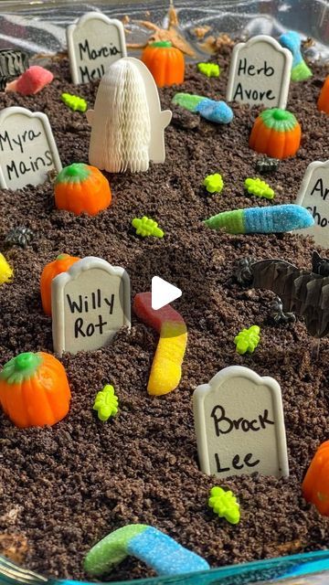 Zombie Cakes For Kids, Polk Cake, Cemetery Cake, Stephanie Gigliotti, Graveyard Cake, Zombie Cake, Chocolate Poke Cake, Dirt Cake, Halloween Graveyard