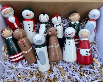 ABushelAndAPeg - Etsy France Nativity Peg Doll, Christmas Clothespins, Sustainable Christmas, Wood Peg Dolls, Peg People, Clothespin Dolls, Doll Set, Peg Doll, Crafts For Kids To Make