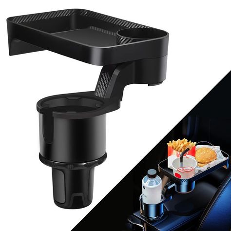 DACK Car Cup Holder Expander & Tray with Large Attachable Table Car Drink Holders Compatible with Hydro Flasks Yeti Bottles, Car Tray, Tumbler Bottle, Bling Car Accessories, Adjustable Base, Booster Seat, Car Seat Accessories, 40oz Tumbler, Holder Design, Drink Holder