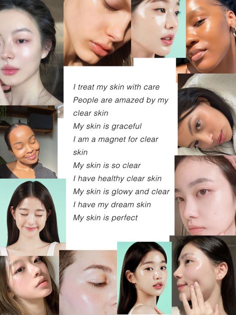 Glass Skin Affirmation, Fitness Manifestation, Face Affirmations, Business Vision Board Examples, Friends Affirmations, Clear Skin Affirmations, Skin Affirmations, 2024 Reset, Beauty Motivation