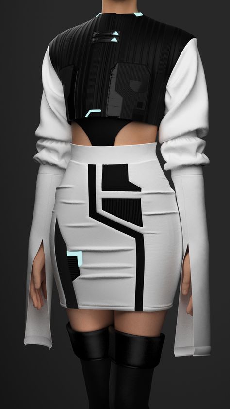 Futuristic Corporate Fashion, Futuristic Technology Fashion, Retrofuturism Aestethic Fashion, Futureristic Fashion, Futuristic Aesthetic Outfit, Android Outfit, Robotic Fashion, Future Fashion Women, Robot Outfit