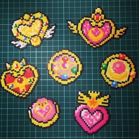 Sailor Moon Perler Beads, Moon Perler Beads, Sailor Moon Perler, Nerd Crafts, Pixel Beads, Easy Perler Beads Ideas, Fuse Bead Patterns, Hama Beads Design, Diy Perler Bead Crafts