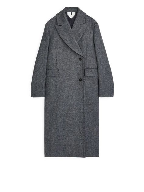 Timeless Boots, Over Coat, Tweed Coat, Grey Coat, Classic Coats, Double Breasted Coat, Herringbone Pattern, Lapel Collar, Who What Wear