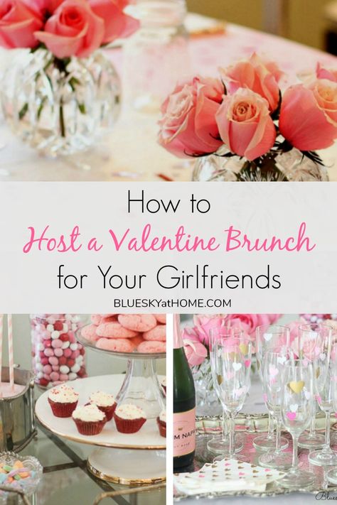 How to Host a Valentine Brunch for Your Girlfriends graphic Valentine’s Day Brunch Decor, Galentines Brunch Tablescape, Galentines Brunch Ideas, Valentines Day Brunch Ideas, Day Brunch Outfit, Galentines 2025, Outfits For Brunch, Houston Brunch, Salmon Ceviche