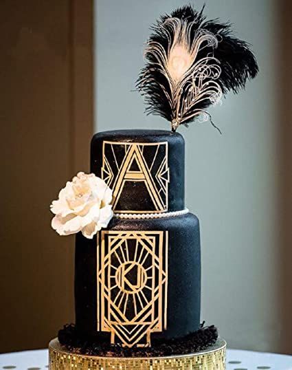 Amazon.com: JeVenis Art Deco Cake Topper Black Feather Cake Topper Great Gatsby Cake Decoration 1920s Wedding Cake Topper Gatsby Theme Cake Topper for Birthday Wedding Party Supplies : Grocery & Gourmet Food Great Gatsby Wedding Cake, Art Deco Cake Topper, Gatsby Cake Topper, Gatsby Wedding Cake, 1920s Wedding Cake, Feather Cake Topper, Great Gatsby Cake, Gatsby Wedding Decorations, Gatsby Cake