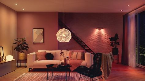 Stylish living room lighting ideas | Philips Hue Hue Lighting Ideas, Living Room Lighting Ceiling Modern, Living Room Light Fixtures Low Ceiling, Ceiling Light Fixtures Living Room, Living Room Lighting Lamps, Multipurpose Living Room, Light Fixture Ideas, Room Lights Decor, Living Room Lighting Ideas