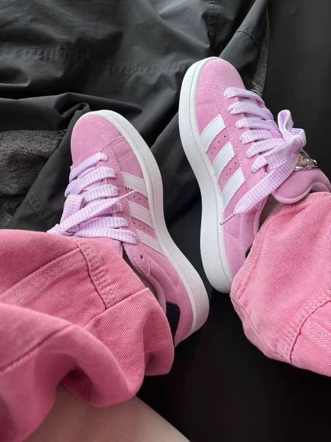 Pink Adidas Campus, Adidas Campus Pink, Adidas Pink Shoes, Adidas Campus 00s Pink, Adidas Rose, Adidas Samba Outfits, Pink Adidas Shoes, Samba Outfits, Campus Adidas