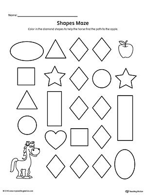 Diamond Shape Maze Printable Worksheet | MyTeachingStation.com Maze Printable, Shapes Worksheet Kindergarten, Shape Tracing Worksheets, Triangle Worksheet, Shapes Kindergarten, Maze Worksheet, Printable Mazes, Printable Shapes, Work Sheet