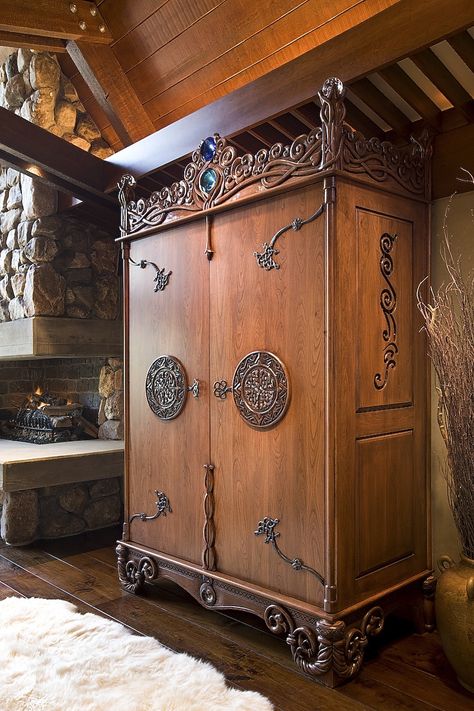 Stunning Wood Wardrobe country wood dresser cottage cabin wardrobe Witch Cottage, Stone Walls, All Things Purple, Gothic House, In The Woods, My Dream Home, Cool Furniture, Antique Furniture, In The Middle