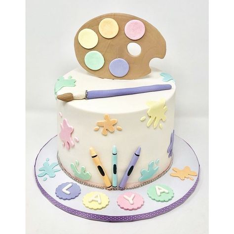 Paint Birthday Cake, Painter Cake, Birthday Parties For Girls, Art Party Cakes, Art Birthday Cake, Kids Birthday Cake, Satin Ice Fondant, Art And Painting, Artist Cake