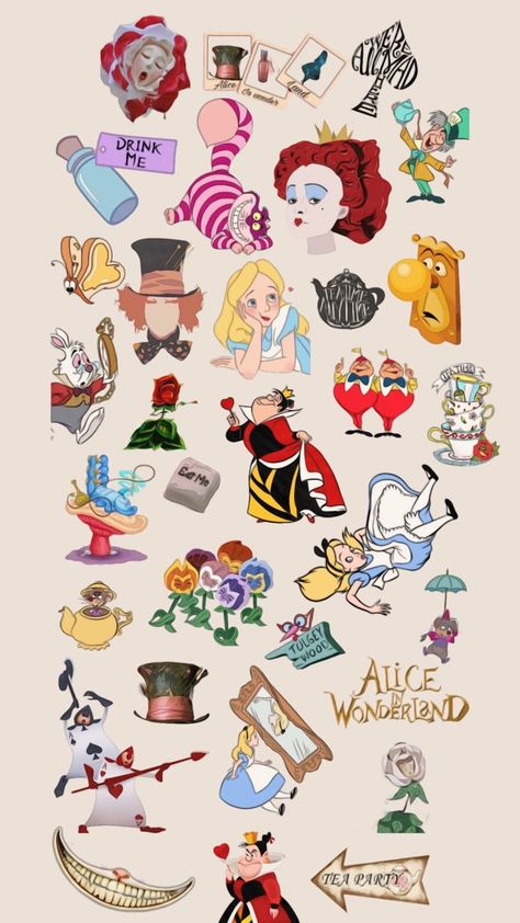 Disney Alice In Wonderland Characters, Alice In Wonderland Creatures, Alice In Wonderland Characters Drawing, Alice And Wonderland Characters, Alice And Wonderland Art, Alice In Wonderland Icon, Alice In Wonderland Drawing, Alice In Wonderland Cartoon, Disney Nail Art