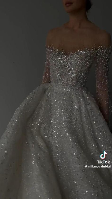 Ball Gown Wedding Dress Princess Sparkly, Cinderella Wedding Dresses, Cinderella Wedding Dress, Glittery Wedding Dress, Sparkly Ball Gown, Wedding Dresses 2024, Glitter Wedding Dress, Big Wedding Dresses, Wedding Dresses Princess Ballgown