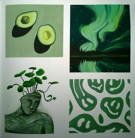 Green Gouache Painting, Green Asthetics Paintings, Green Aesthetic Art Drawing, Dark Green Canvas Painting, Green Marker Art, Acrylic Painting Green Aesthetic, Dark Green Painting Ideas, Green Canvas Art Aesthetic, Aesthetic Green Painting Ideas