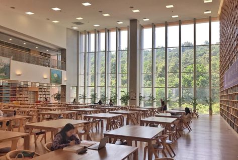 Gallery of Library of the Chinese University of Hong Kong’s Shenzhen Campus / Wang Weijen Architecture - 19 China School, Gray Brick Wall, Chinese University, Hotel Details, Campus Landscape, University Of Hong Kong, University Aesthetic, Study Hall, Lecture Hall