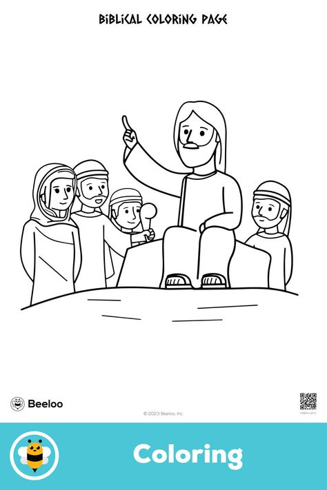 Easy new testament-themed coloring page for kids ages 3 and up. Featuring: Sermon on the Mount Sermon On The Mount, Crafts And Activities For Kids, Printable Crafts, Printable Activities, New Testament, Screen Time, Age 3, Sunday School, Coloring Pages For Kids