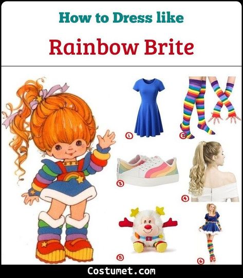 Rainbow Brite Costume for Cosplay & Halloween 2021 Diy Rainbow Bright Costume, Rainbow Bright Cosplay, Rainbow Bright Costume For Women, Diy Rainbow Brite Costume Adult, Rainbow Brite Cosplay, Rainbow Brite Costume Diy, Rainbow Brite Halloween Costume, Rainbow Bright Costume, Rainbow Bright Costumes