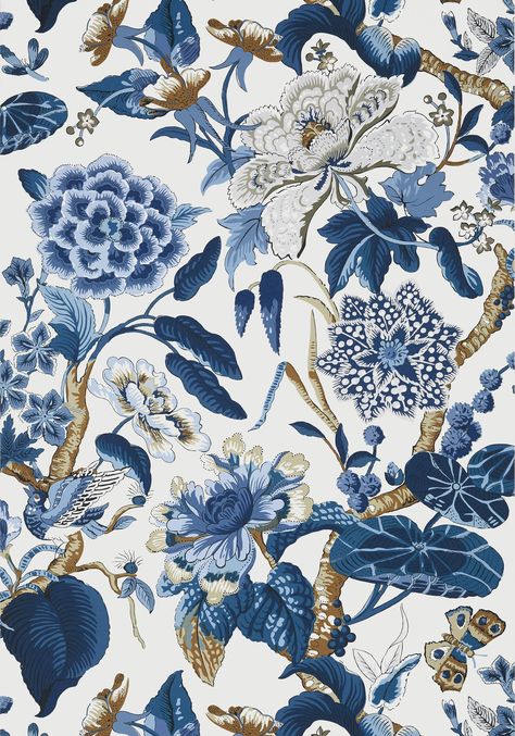 Chinoiserie Design Patterns, Chinese Porcelain Pattern Wallpaper, Chinoiserie Pattern Design, China Pattern Wallpaper, Textile Patterns Design Prints, Fabric Patterns Prints Textile Design, Blue Print Wallpaper, Blue Chinoiserie Decor, Shimmering Wallpaper