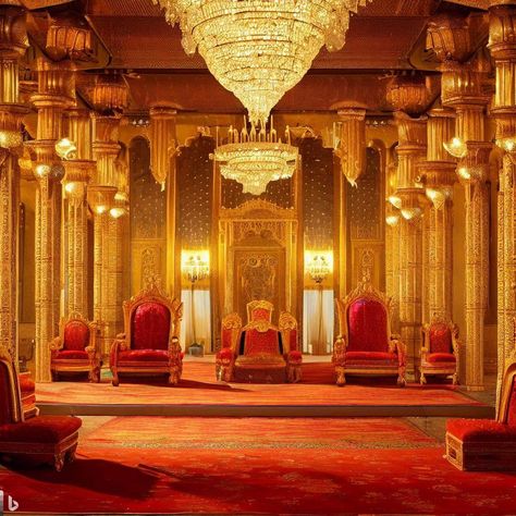 Royal Palace Raj milan kaksh in Satyugi Duniya, Swarn ki nakkashi. Curtain. Red carpet. Chandelier. jhumar. Shinning gold. Sun rays sparkling on gold and gem stones. hire panno se saja hua raj mahal. Swarg Darshan. Heaven. Swarn Mahal. Sundar Prakruti. Divine Nature. Highest Holiest Era. Deity. Devi devta. Flower Gardens. Water falls. Jharna. Royal Jhula Swing. Raj Mahal. Sun rise. Sun Shine. Gold and diamonds. Precious gem stones. Rajmahal Palace Background, Raj Mahal, Royal Feast, Ceremony Outfit, Haldi Ceremony Outfit, Royal Bedroom, Green Screen Footage, Brahma Kumaris, Divine Nature