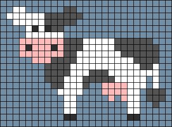 Cow Grid Pattern, Goat Perler Bead Pattern, Cow Pixel Art, Cow Pixel Art Grid, Cow C2c Blanket, Crochet Cow Graphgan, Crochet Cow Tapestry, Cow Alpha Pattern Crochet, C2c Cow Crochet Blanket