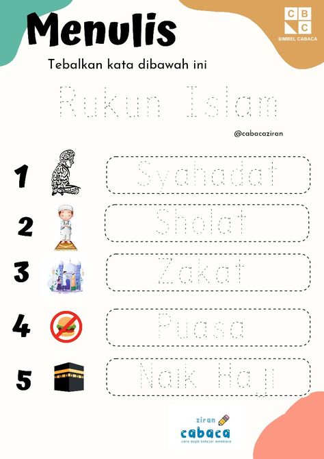 Rukun Iman Worksheet, Rukun Islam Worksheet, Hijaiyah Activity For Kids, Pendidikan Islam Prasekolah, Preschool Journals, Emotions Preschool, Muslim Kids Activities, Islamic Kids Activities, Ramadan Kids