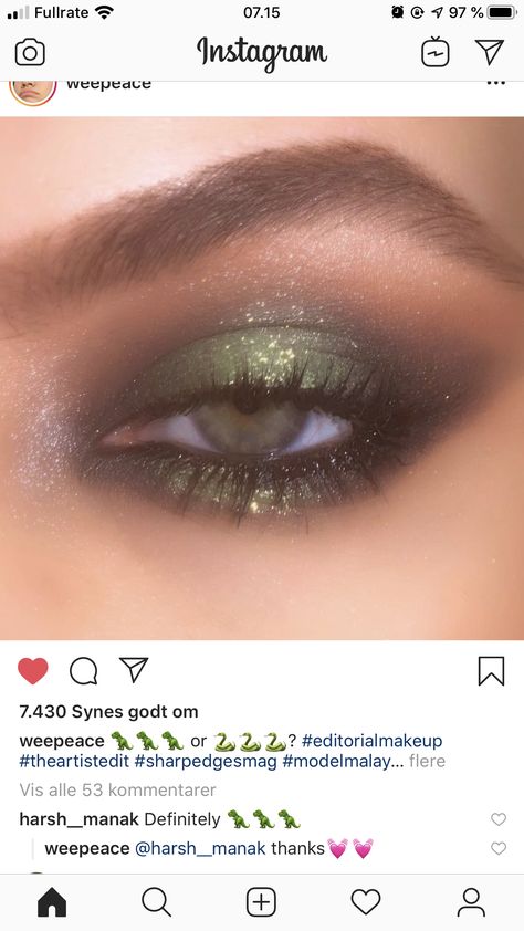 Green And Brown Prom Dress, Green Dance Makeup, Dark Wedding Makeup For Green Eyes, Sage Green Smokey Eye, Dark Green Glitter Eyeshadow, Makeup That Matches Green Dress, Enchanted Forest Makeup Looks, Green Eyemakeup Brown Eyes, Makeup To Go With Sage Green Dress