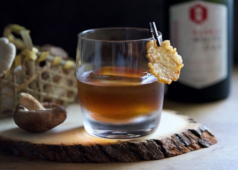 Shochu Cocktail Recipe: Shiitake Old Fashioned - Nankai Shochu Shochu Cocktail, Layered Cocktails, Japanese Diet, Cocktail Syrups, Shochu, Aromatic Bitters, Asian Grocery, Shiitake Mushroom, Old Fashioned Cocktail