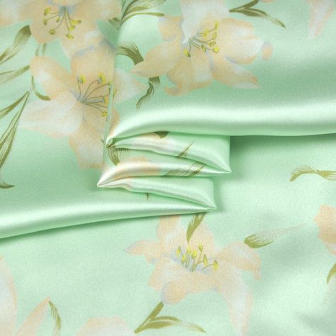 Korean Fabric, Printed Silk Fabric, Charmeuse Fabric, Silk Satin Fabric, Chinese Silk, Cute Love Images, Fabulous Fabrics, Silk Charmeuse, Fabric Pattern