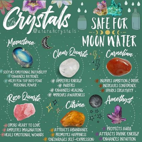 Crystals That Can Go In Water, Water Safe Crystals, Wicca Recipes, Earth Air Fire Water, Witch Crafts, Wild Food Foraging, Witch Wallpaper, Witchy Tips, Water Witch