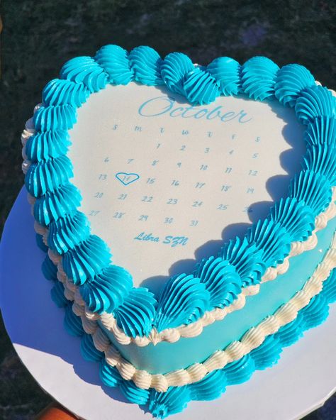 Libra Szn... Loving this shade of blue! October is fully booked! #smallbusiness ##cakedecorating #heartcake #millbrookalabamabaker #mgm Blue Heart Cake, Libra Szn, Heart Shaped Cake, Aesthetic Heart, Blue October, Shaped Cake, Heart Shaped Cakes, Fully Booked, Heart Cake