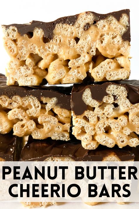 Cherrios Bars Marshmallow Peanut Butter, Cheerio Bars Marshmallow, Cherrios Bars Marshmallow, Cheerio Peanut Butter Bars, Recipe Using Cheerios, Cheerios Recipes, Peanut Butter Cheerio Bars, Desserts Easy No Bake, Cheerio Bars