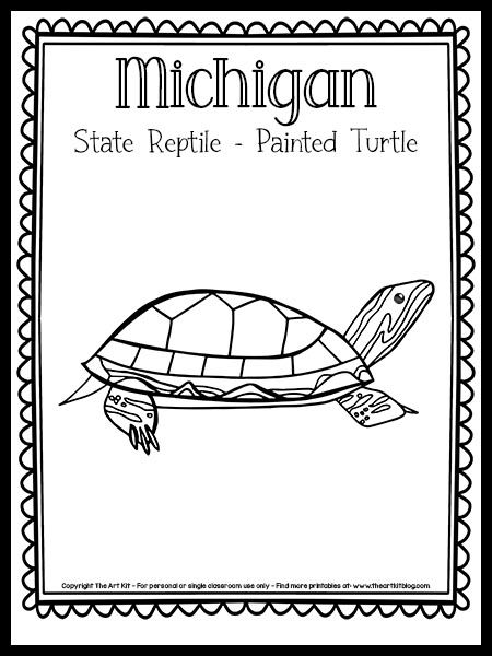 Michigan Preschool Activities, Michigan Coloring Pages, Turtle Art Kids, 50 States Coloring Pages, Michigan Crafts, Michigan Facts, Toddler Lessons, Michigan Adventures, Michigan Art