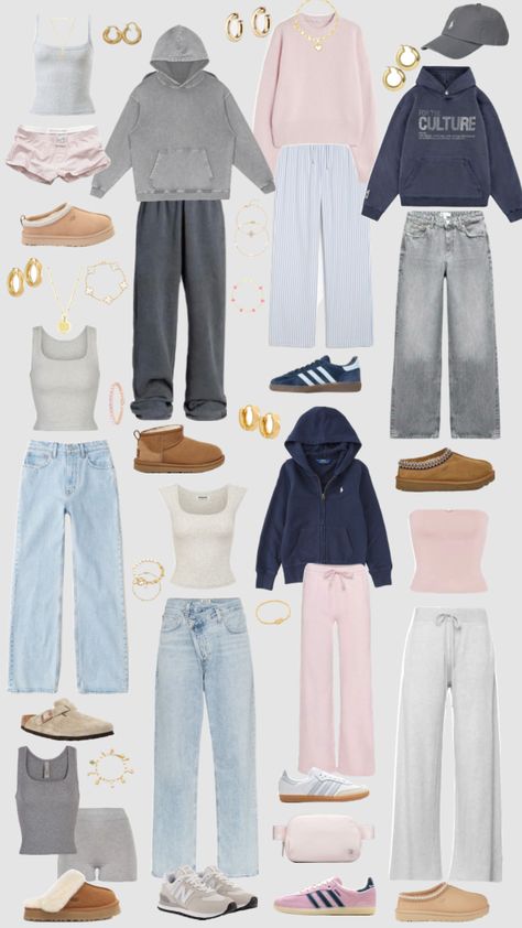 Basic Outfit Collage, That Girl Wardrobe, Outfits To Wear To Class College, Cute Easy Outfits For School, Flight Outfit, Outfit Collages, College Clothes, Easy Outfits, Casual College Outfits