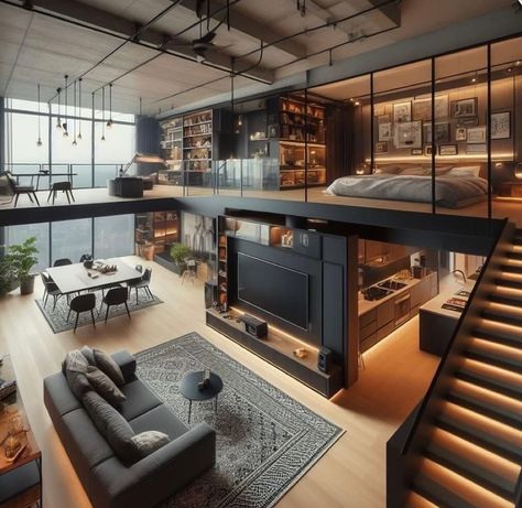 Loft Homes, Loft House Design, Unique Floor Plans, Loft Interiors, Loft House, Loft Design, Home Building Design, Luxury Homes Dream Houses, Dream House Interior