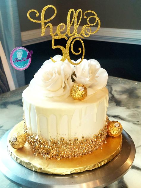 Small 50th Birthday Cake, 50 Birthday Cake Women, White And Gold Cake Ideas Birthday, 50th Birthday Cake For Women Simple, 50th Birthday Cake For Women Unique, 50 Birthday Cake For Women Elegant, 50th Birthday Cakes For Women Elegant, 50th Birthday Cake Ideas For Women, White And Golden Cake