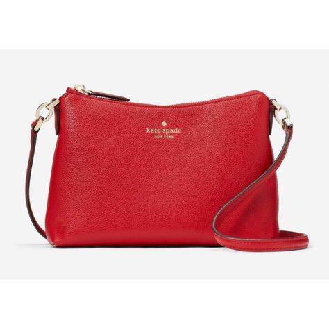 New With Tags 100% Authentic Kate Spade New York Bailey Pebble Leather Crossbody Bag Candied Cherry With Gold Tone Hardware Style # K4651 Comparable Value $299 Textured Leather Foil Embossed Logo Top Zip Closure Interior: Back Slip Pocket Two-Way Spade Jacquard Lining Adjustable Crossbody Strap With 22” Drop Dust Bag Not Included Length: 9.5" Height: 6.5" Depth: 2 3/4" Cherry Candy, Kate Spade Bag Crossbody, Black Cross Body Bag, Embossed Logo, Kate Spade Crossbody, Crossbody Strap, Kate Spade New York, Leather Crossbody Bag, Pebbled Leather