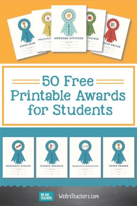 50 Free Printable Awards for Students - WeAreTeachers: These end of the year awards are perfect for graduation ceremonies or the last day of school. Awards For Students, Classroom Awards Certificates, School Award Certificates, Student Awards Certificates, Classroom Awards, Student Certificates, Class Awards, The Last Day Of School, School Awards