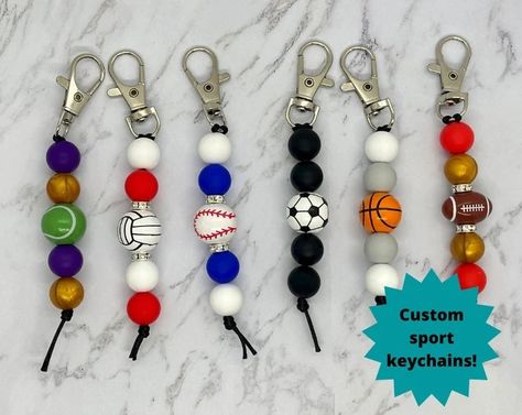 Trendy Keychains, Kids Bead Bracelet, Silicone Bead Keychain, Cheerleader Gifts, Cheer Captain, Beadable Pens, Bracelet Organizer, Bead Keychain, Keychain Craft