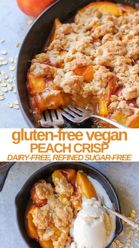 Low Carb Vegan Breakfast, Recovery Recipes, Vegan Peach Cobbler, Gluten Free Dairy Free Dessert, Vegan Peach, Peach Crisp, Vegan Gluten Free Recipes, Gluten Free Dairy Free Recipes, Gluten Free Sweets