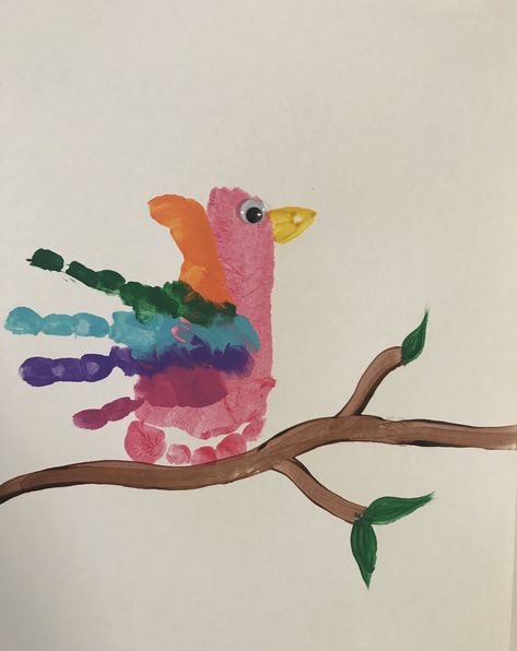 Parrot handprint and footprint! Monkey Puzzle, Turkey Bird, Infant Room, Footprint Art, Handprint Crafts, Exotic Birds, Easy Crafts For Kids, Toddler Crafts, Hand Print