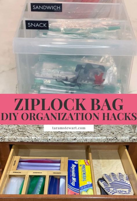 Want to know the best ways to organize and store your reusuable Ziplock bags? I'm sharing my top DIY organization hacks that will keep all of your Ziplock bags organized and stored. These Ziplock organization hacks include ideas for the pantry, kitchen drawer, cabinet storage, and more. If you want to declutter your kitchen from all the various sizes of Ziplock bags, check out this post about the top DIY ziplock organization ideas - add these tips to your kitchen organization and storage ideas! Organization Hacks Kitchen, Diy Organization Hacks, Kitchen Drawer Storage, Small Pantry Organization, Diy Organizer, Hacks Kitchen, Small Kitchen Organization, Small Kitchen Storage, Countertop Organization