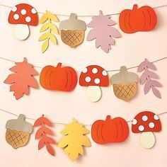 Halloween Kita, Mushroom Garland, Fall Season Crafts, Hanging Tools, Fall Classroom Decorations, Craft Cart, Mushroom Crafts, Autumn Paper, Fall Stuff