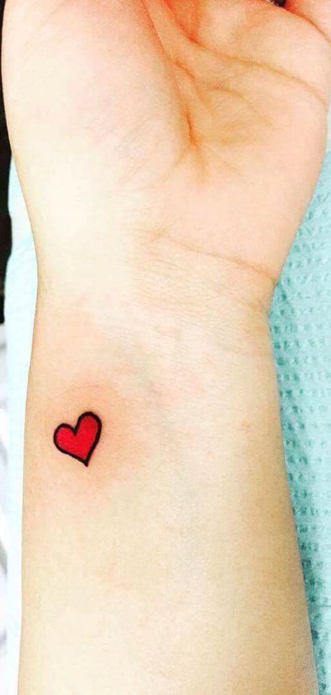 Orange Heart Tattoo, Heart Wrist Tattoos For Women, Heart On Wrist Tattoo, Small Red Heart Tattoo, Real Heart Tattoos, Tiny Heart Tattoo, Red Heart Tattoo, Belly Button Tattoos, Emoji Tattoo