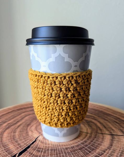 Easy 20-Minute Cup Cozy Crochet Pattern - Beautiful Dawn Designs Crochet Coffee Cup Sleeve Free Pattern, Coffee Cosy Crochet, Round Amigurumi Free Pattern, Crochet Drink Cozy Free Pattern, Christmas Cup Cozy Crochet, Crochet Can Koozie, Crochet Cup Cozy Free Pattern Simple, Crochet Cup Cozy Free Pattern Coffee Sleeve, Crochet Coffee Sleeve Free Pattern