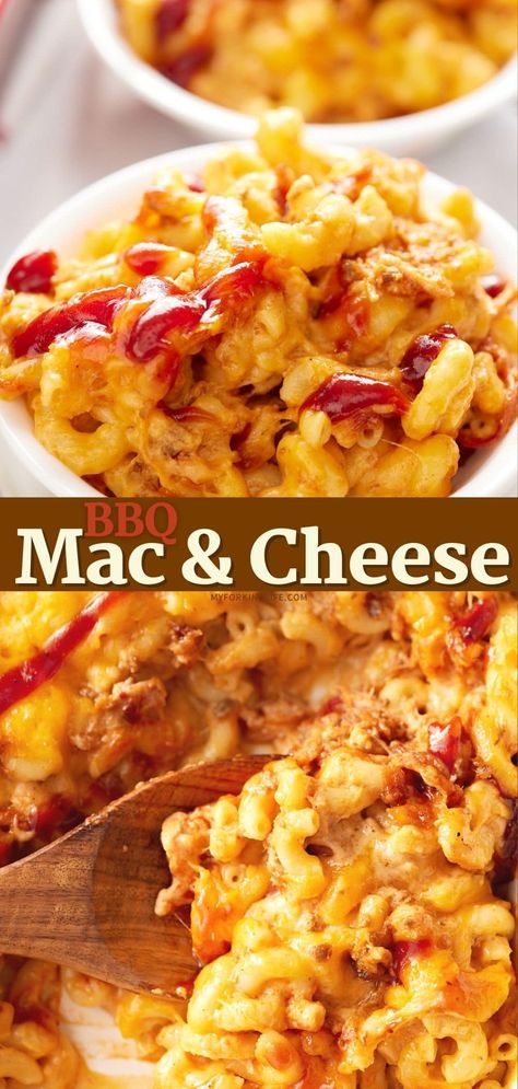 Bbq Macaroni And Cheese, Mac And Cheese Recipe Meat, Mac And Cheese Bowls Recipe, Loaded Baked Mac And Cheese Recipe, Mac And Cheese With Bbq Chicken, Mac And Cheese Recipe Baked With Meat, Bbq Chicken Mac N Cheese, Macaroni And Cheese Recipe With Meat, Mac And Cheese Loaded