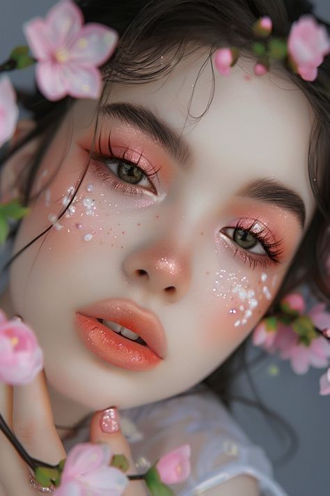 Soft Fairy Makeup, Natural Spring Makeup, Fairytale Makeup, Faerie Makeup, The Beauty Of Anime, Spring Makeup Ideas, Beauty Of Anime, Spring Makeup Looks, Makeup Film